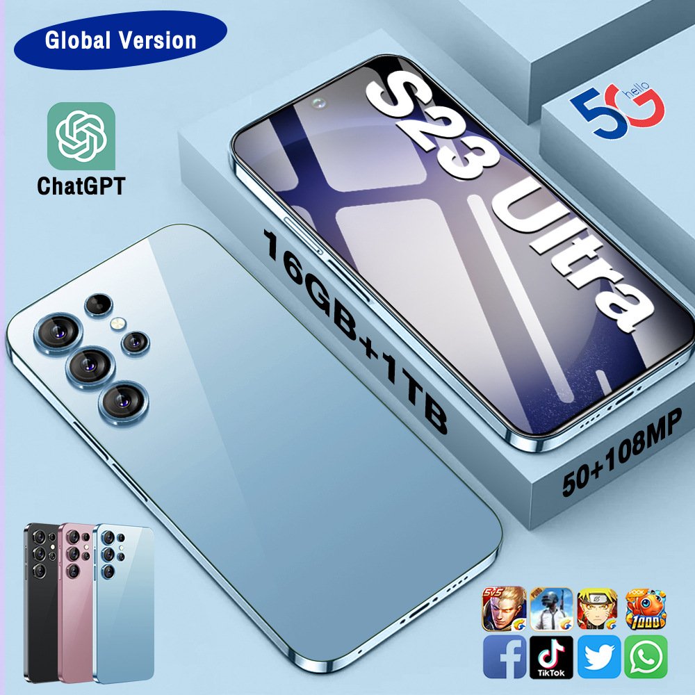 S23 ULTRA Original 12GB+512GB 32MP+64MP Face Unlock Full Display Android 13 Cell Phone Smart Gaming Mobile Phone
